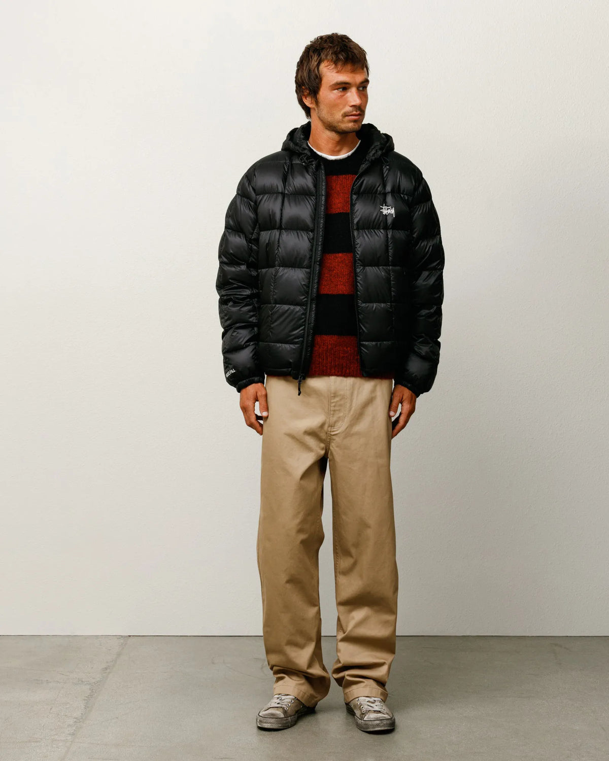 Stussy Midweight Hooded Puffer, black — available at Norwood