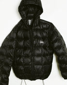 Stussy Midweight Hooded Puffer, black — available at Norwood