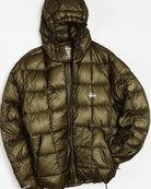 Stussy Midweight Hooded Puffer, olive — available at Norwood