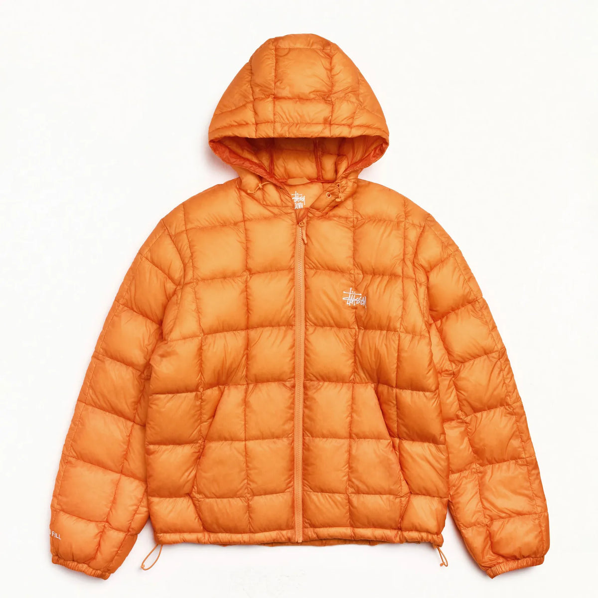 Stussy Midweight Hooded Puffer, orange — available at Norwood