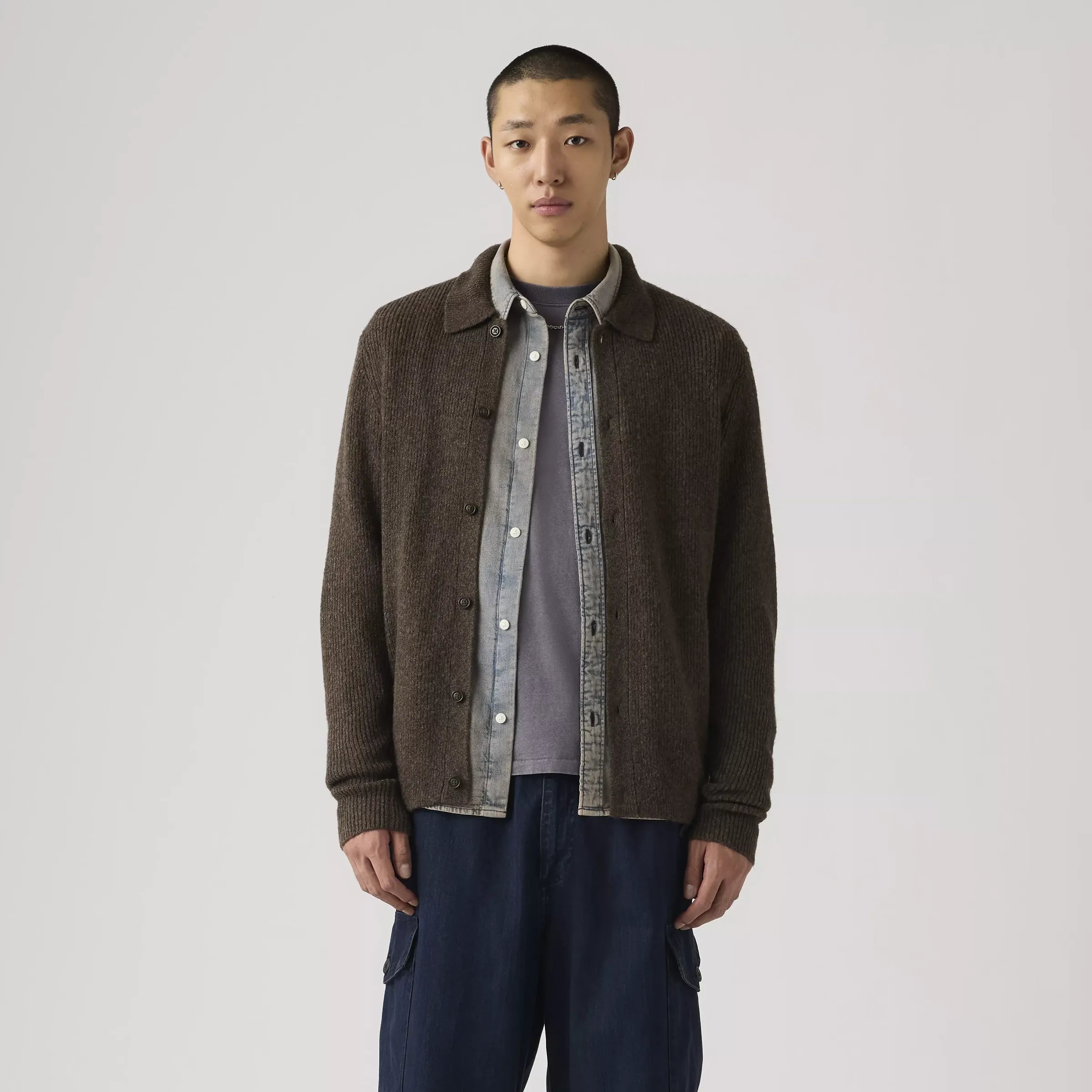 Levi's Catalina Cardigan, chocolate brown heather — available at Norwood