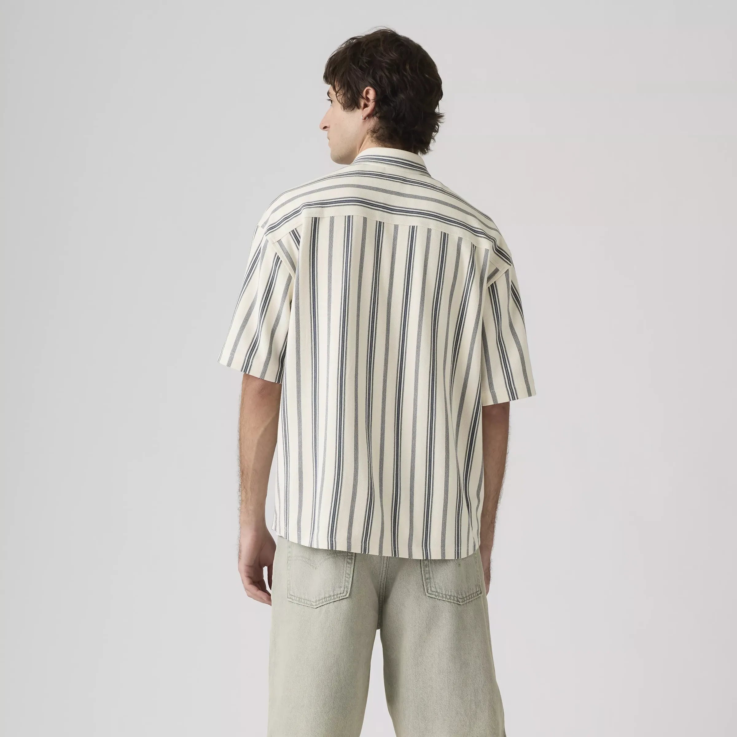 Levi's Dawson Pique Button Up Short Sleeve Shirt, leigh stripe vintage indigo — available at Norwood