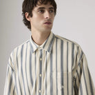 Levi's Dawson Pique Button Up Short Sleeve Shirt, leigh stripe vintage indigo — available at Norwood