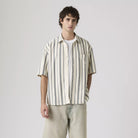 Levi's Dawson Pique Button Up Short Sleeve Shirt, leigh stripe vintage indigo — available at Norwood