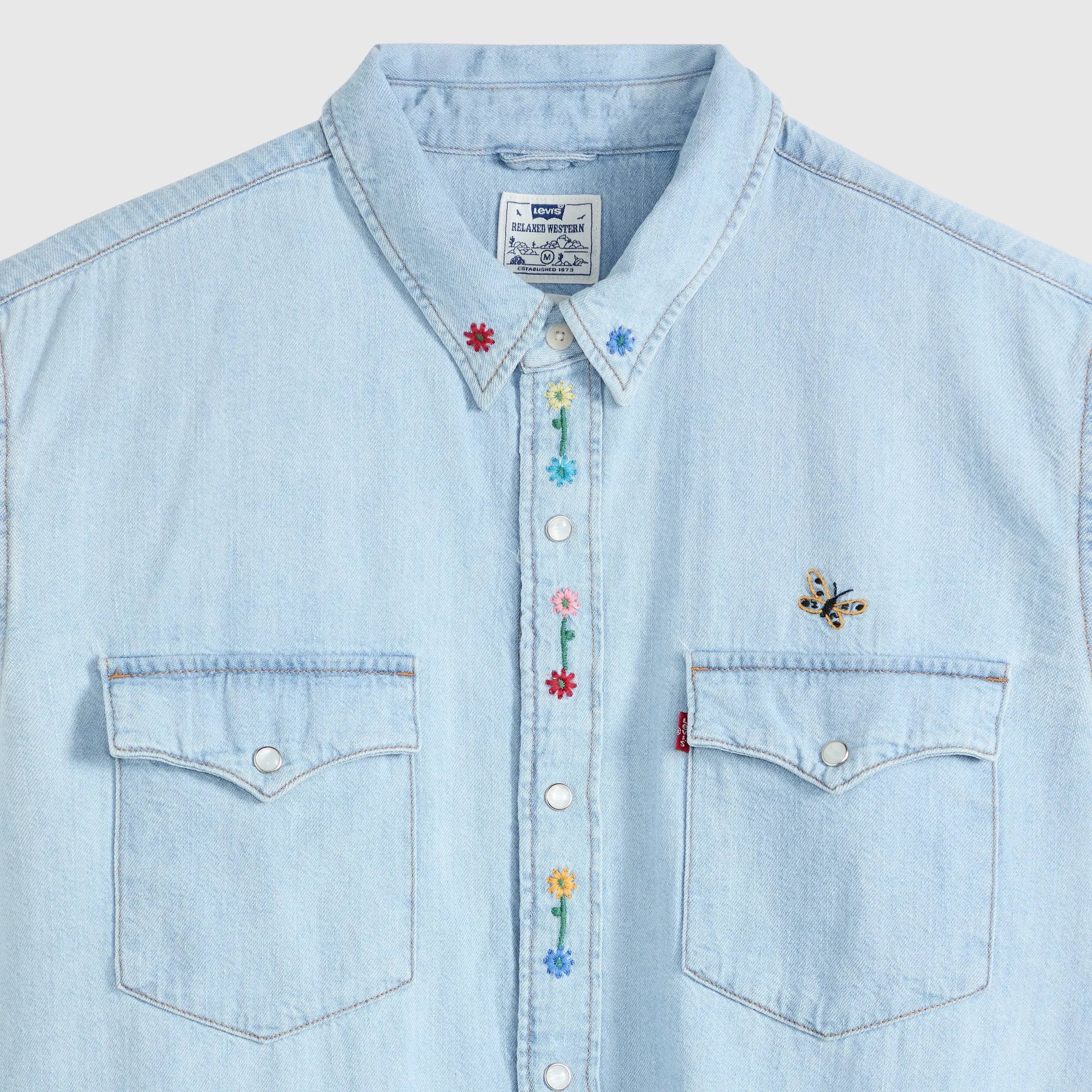 Levi's Relaxed Fit Western Shirt, spring flowers embroidered — available at Norwood