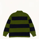 Stussy Pique Knit Stripe Rugby, olive — available at Norwood