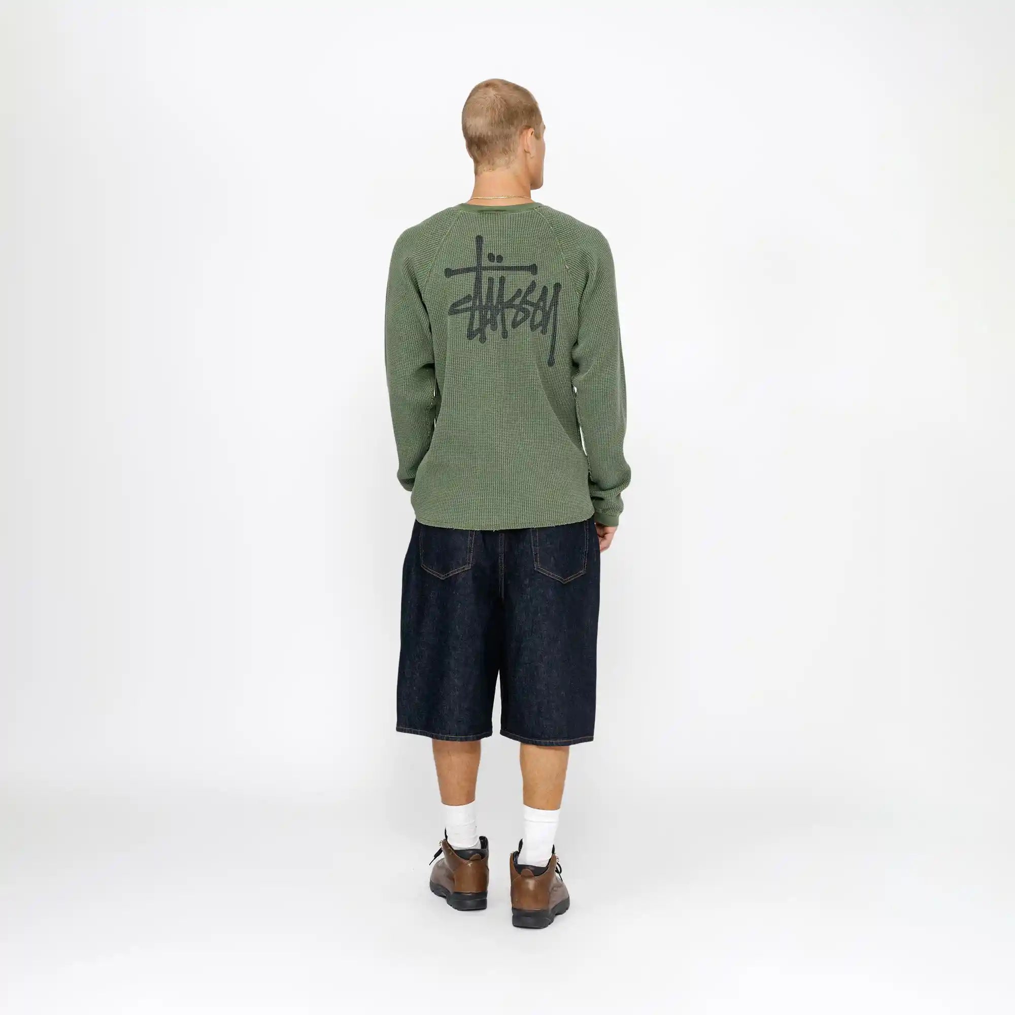 Stussy Raglan Thermal Basic Stock, pine — available at Norwood