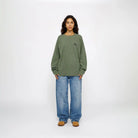 Stussy Raglan Thermal Basic Stock, pine — available at Norwood