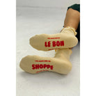 Le Bon Shoppe Ruffled Hugger Crew Socks, banana cream / red — available at Norwood