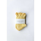 Le Bon Shoppe Ruffled Hugger Crew Socks, banana cream / red — available at Norwood