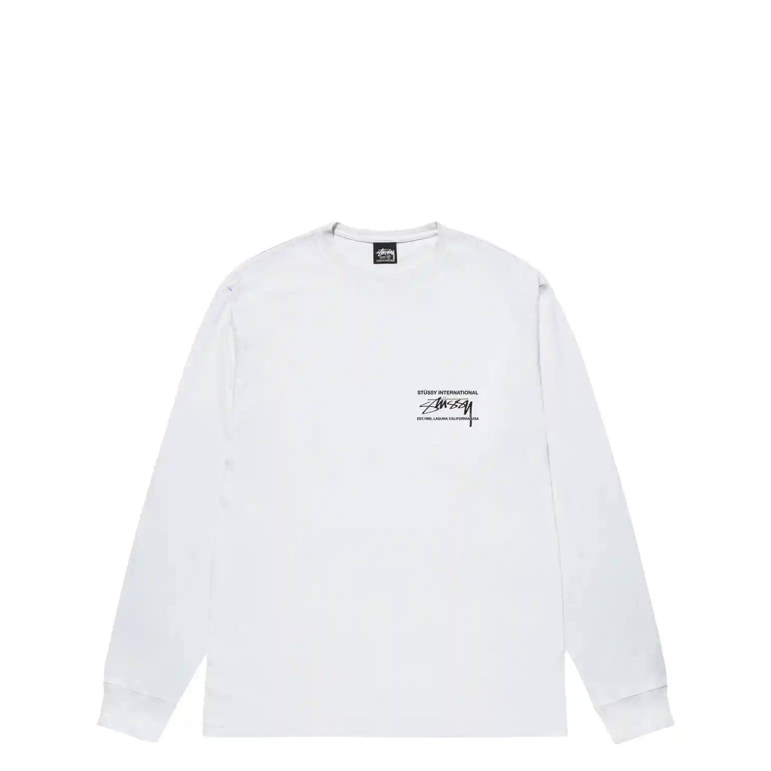 Stussy Smooth International Long Sleeve Tee, white — available at Norwood