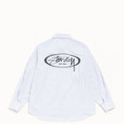 Stussy Standard Longsleeve Logo Shirt, blue stripe — available at Norwood