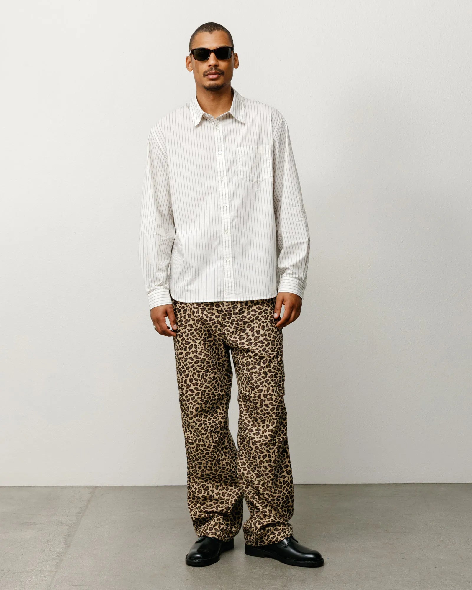 Stussy Standard Shirt, natural stripe — available at Norwood