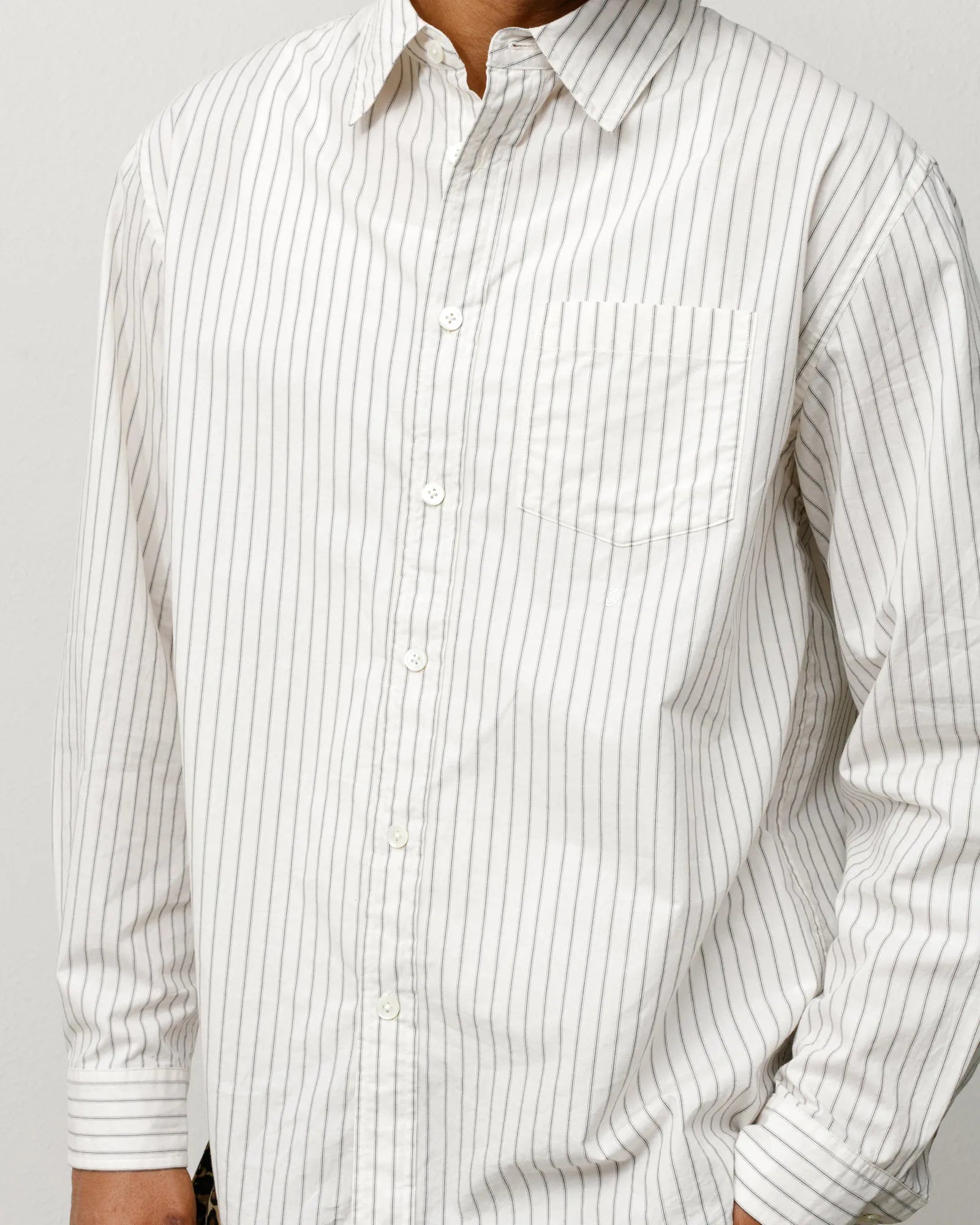 Stussy Standard Shirt, natural stripe — available at Norwood