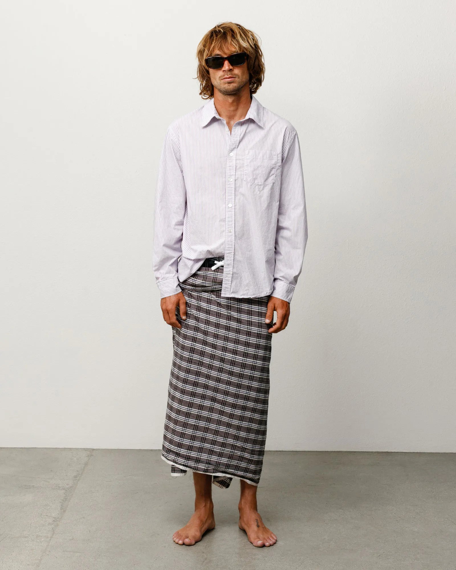 Stussy Standard Long Sleeve Shirt, purple stripe — available at Norwood