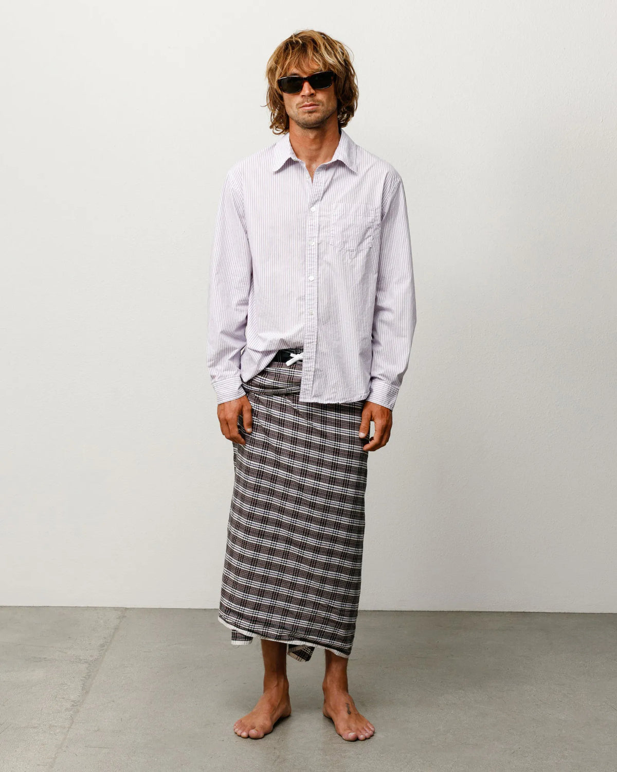Stussy Standard Long Sleeve Shirt, purple stripe — available at Norwood