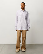 Stussy Standard Long Sleeve Shirt, purple stripe — available at Norwood