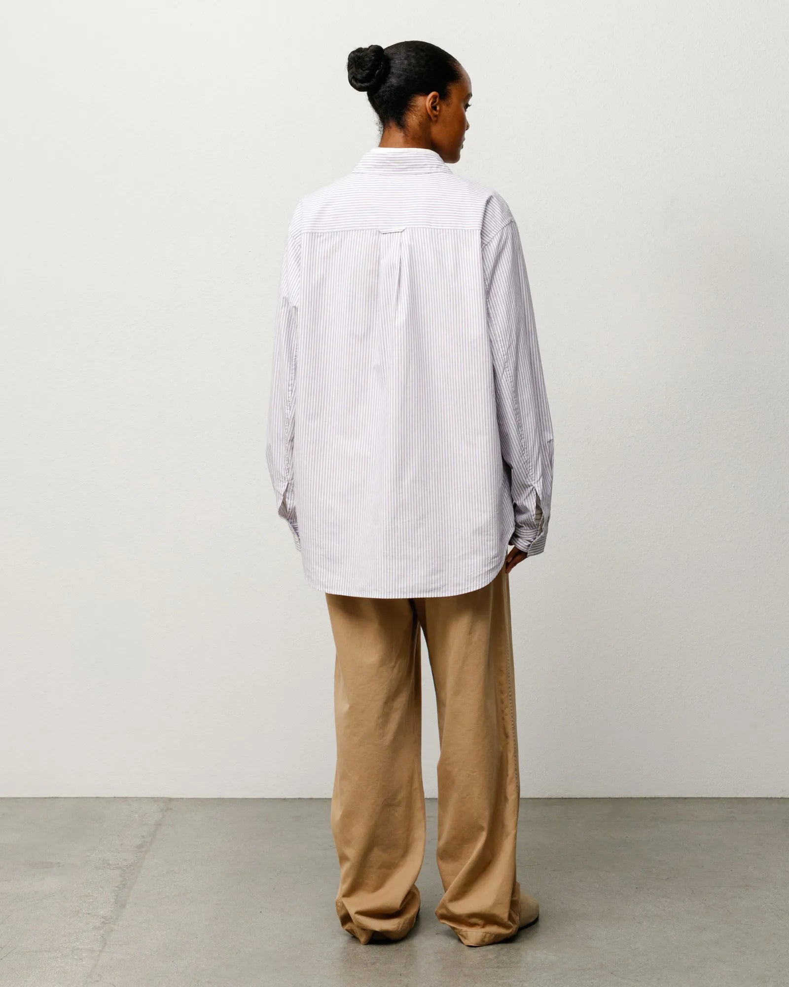 Stussy Standard Long Sleeve Shirt, purple stripe — available at Norwood