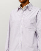Stussy Standard Long Sleeve Shirt, purple stripe — available at Norwood
