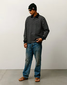 Stussy Pin Striped Rugby, black — available at Norwood