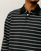 Stussy Pin Striped Rugby, black — available at Norwood