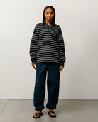 Stussy Pin Striped Rugby, black — available at Norwood