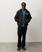 Stussy Varsity Zip Hood, washed black — available at Norwood