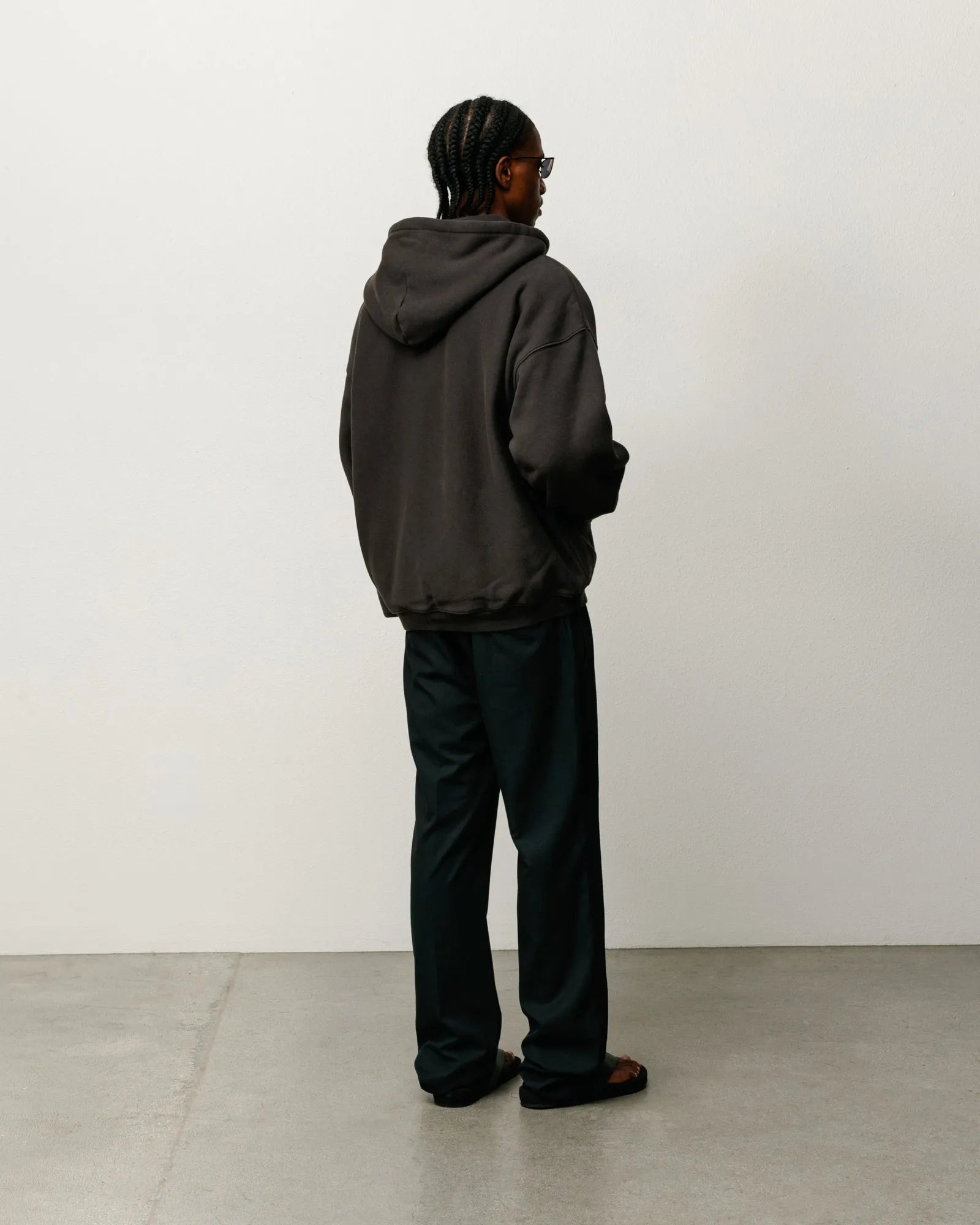 Stussy Varsity Zip Hood, washed black — available at Norwood