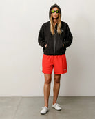Stussy Varsity Zip Hood, washed black — available at Norwood