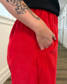 CUB Brett Pant (Pre-Sale For Nov. 1, 2026 Delivery), cherry velveteen — available at Norwood