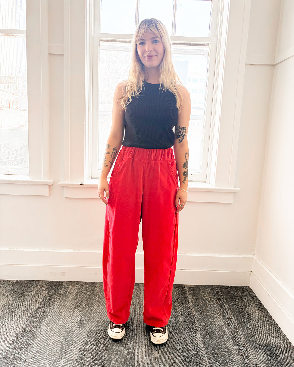 CUB Brett Pant (Pre-Sale For Nov. 1, 2026 Delivery), cherry velveteen — available at Norwood