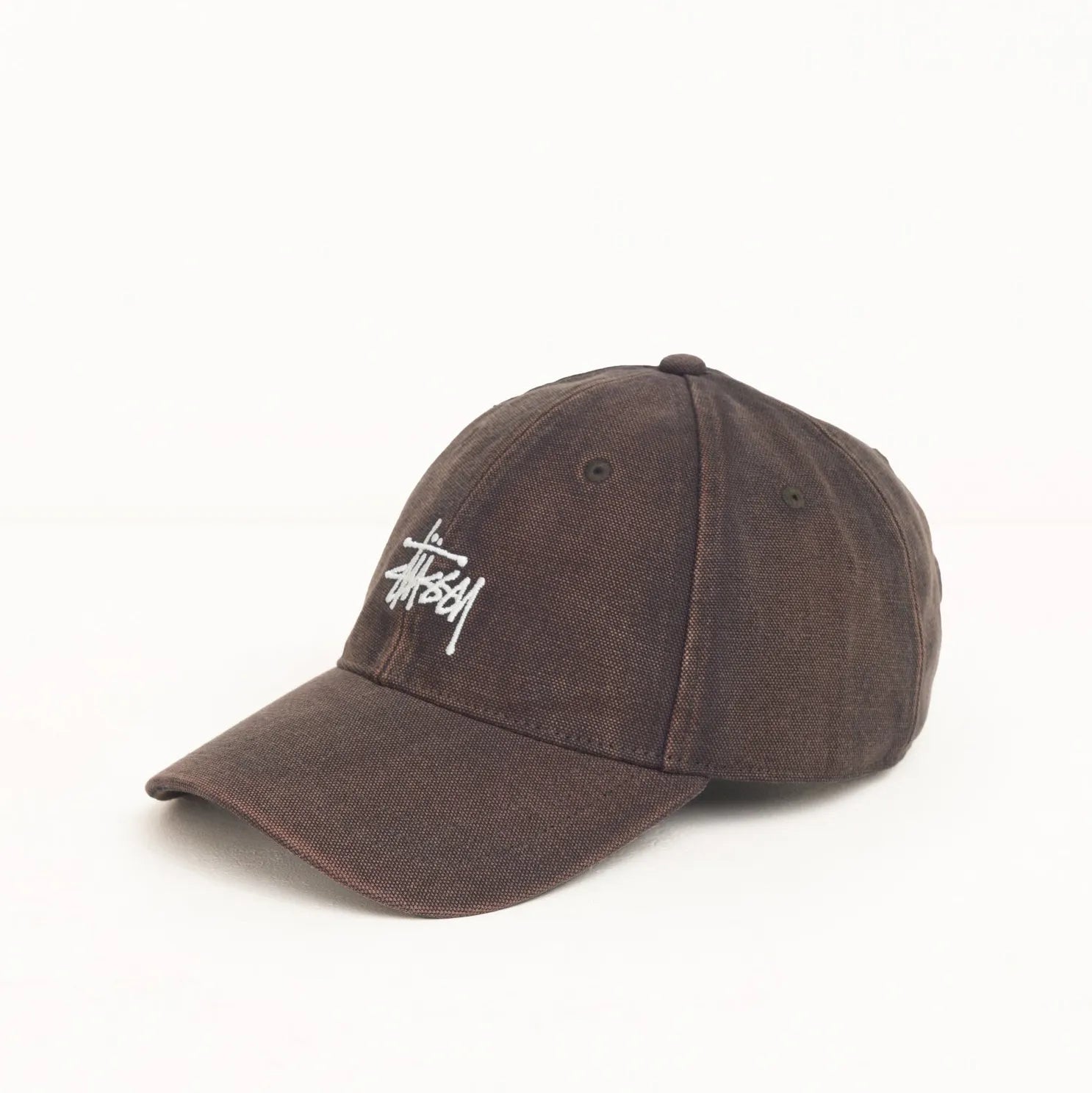 Stussy Washed Basic Canvas Low Profile Cap, brown — available at Norwood