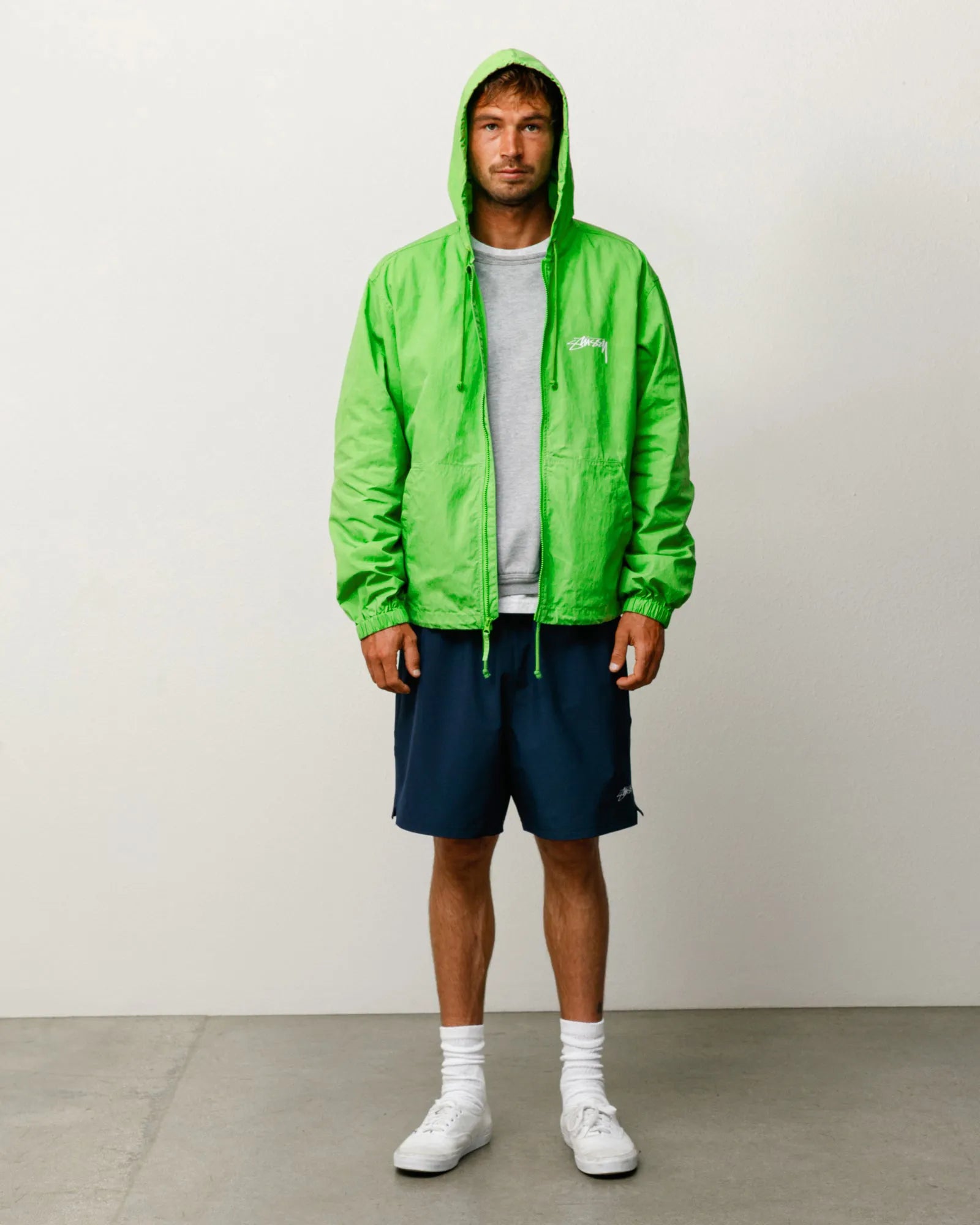 Stussy Waxed Cotton Beach Shell, kiwi — available at Norwood