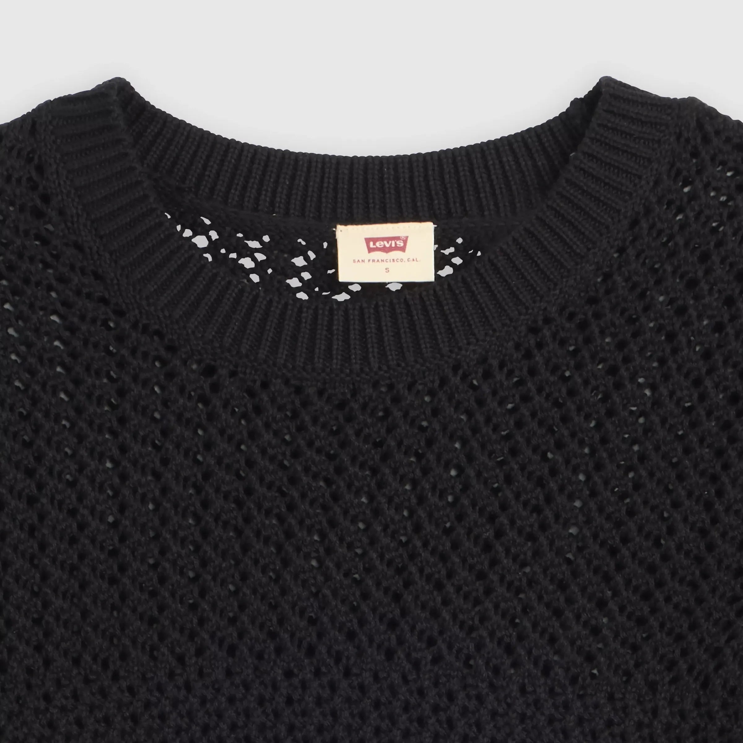 Levi's Womens Isabelle Crochet Short Sleeve Sweater, anthracite night — available at Norwood