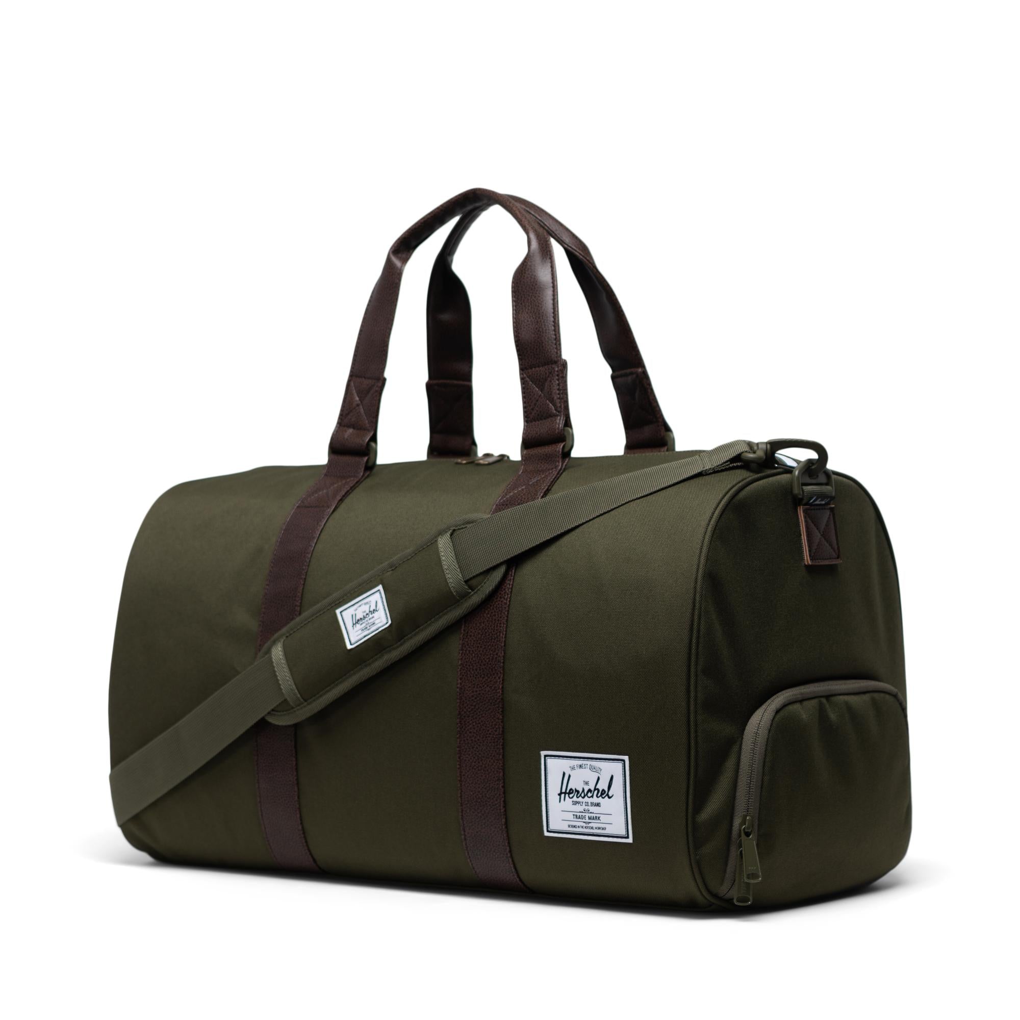 Herschel Novel Duffle, ivy green/chicory coffee — available at Norwood