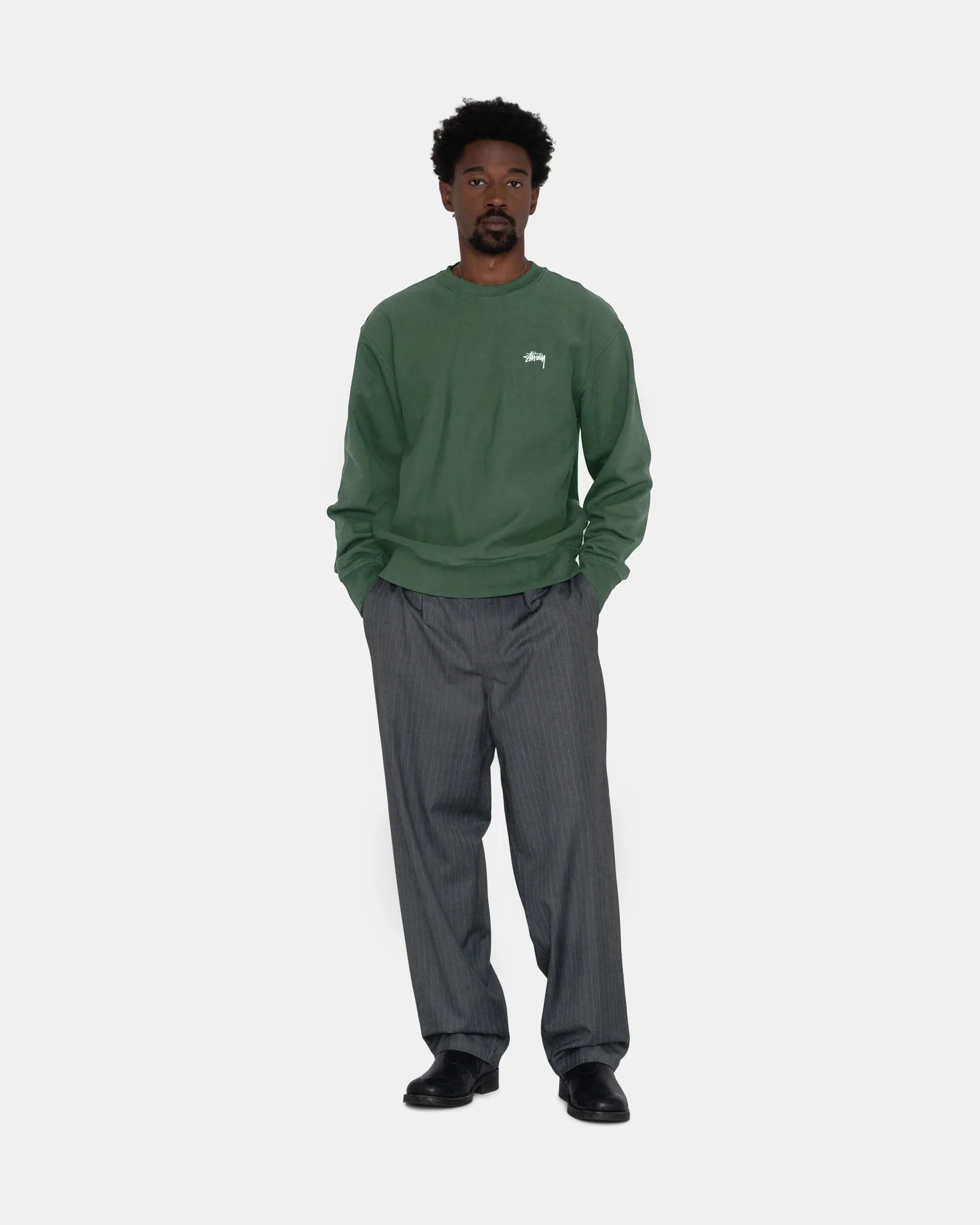 Stussy Stock Logo Crew — available at Norwood