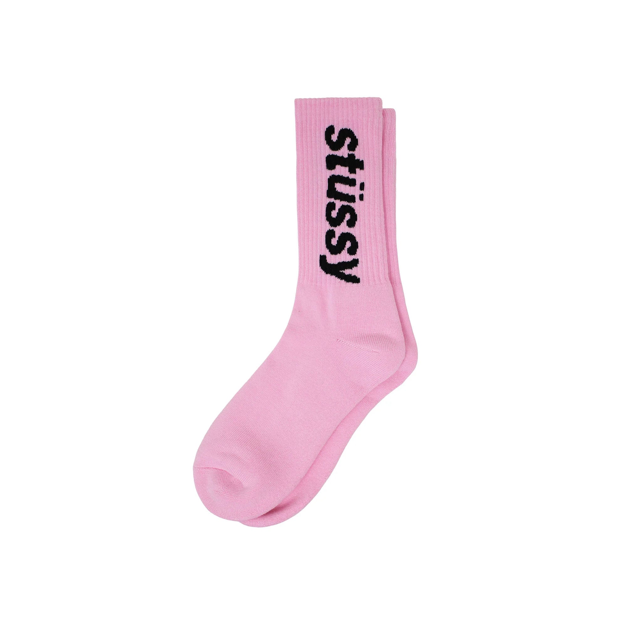 Stussy Helvetica Crew Socks, Pink/Black