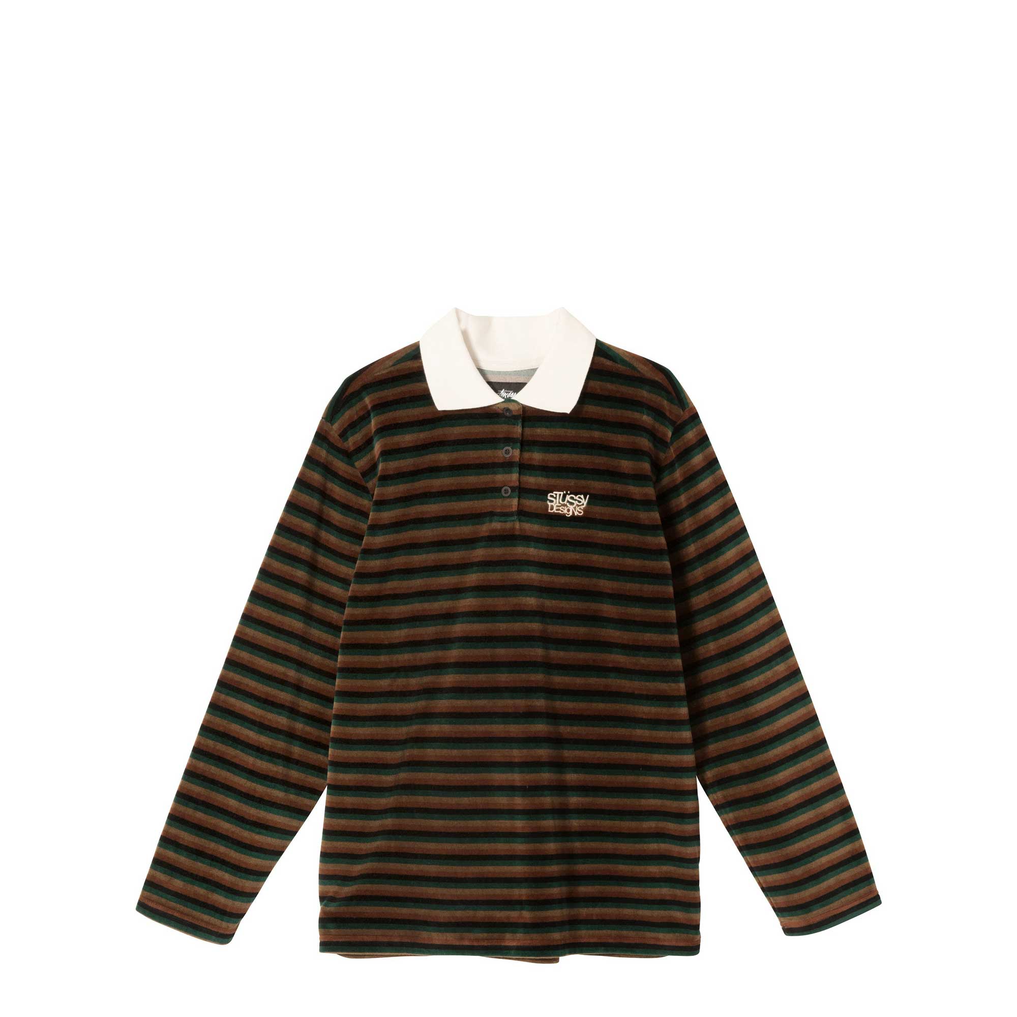 Stussy Womens Rosemary Velour Stripe L/S Polo