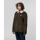 Stussy Womens Rosemary Velour Stripe L/S Polo — available at Norwood
