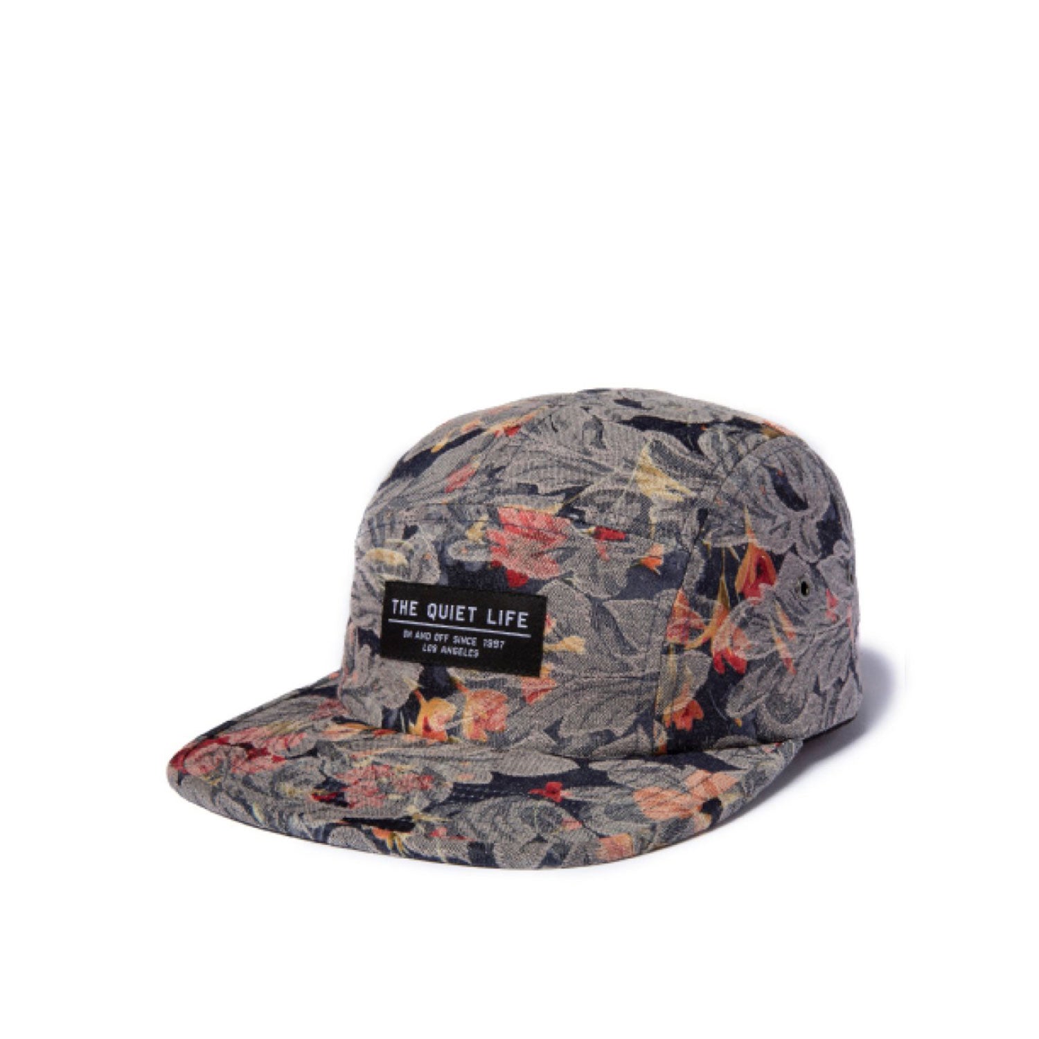 Quiet Life Denim Baroque 5 Panel Camper Hat, floral — available at Norwood