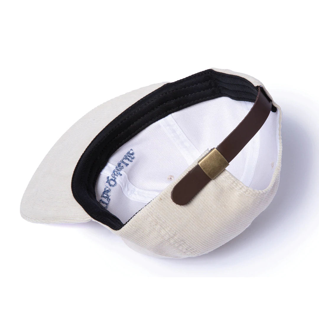 The Quiet Life Serif Cord 5 Panel Camper Hat - Made In Usa, Stone — available at Norwood