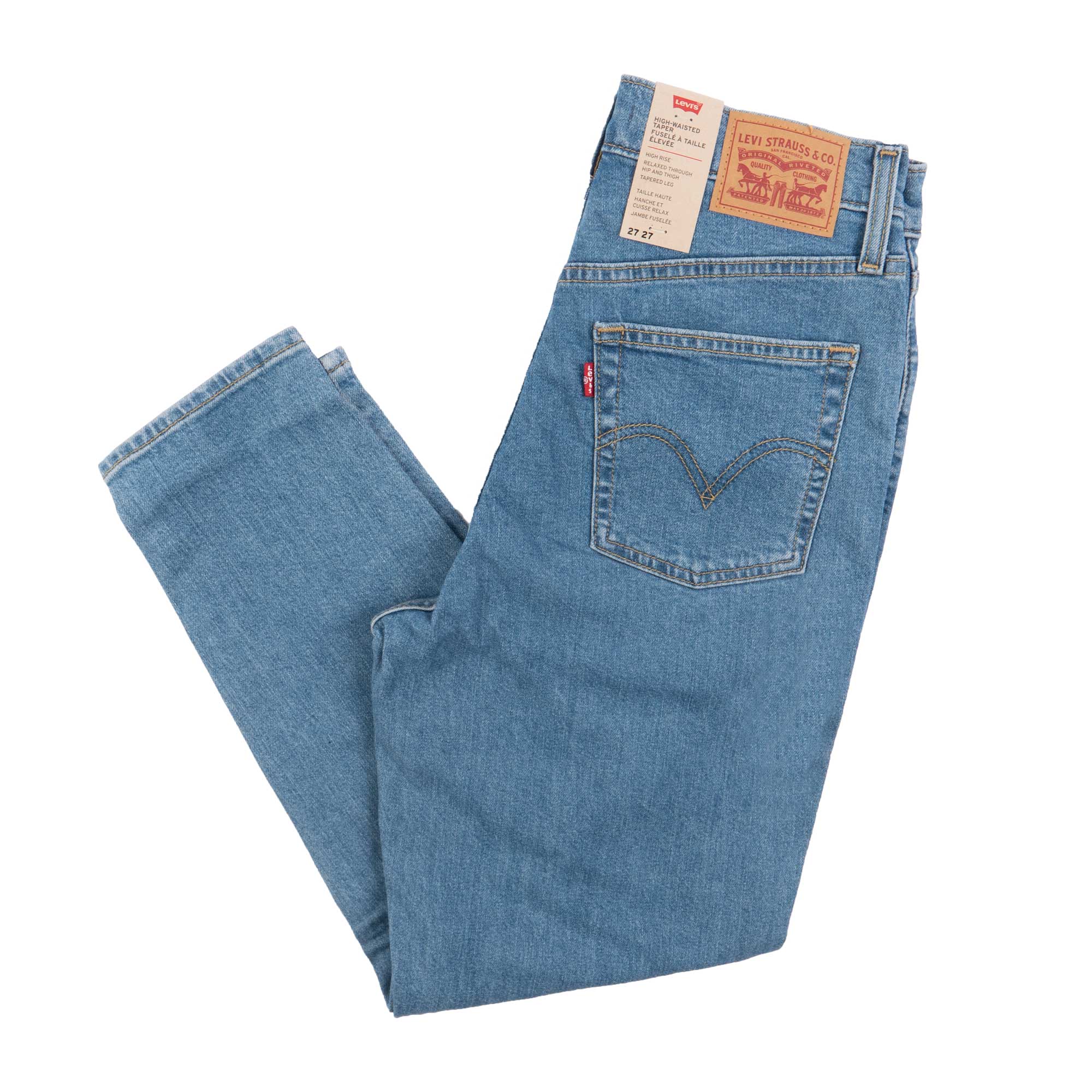 High Waisted Tapered Mom Jeans - Blue