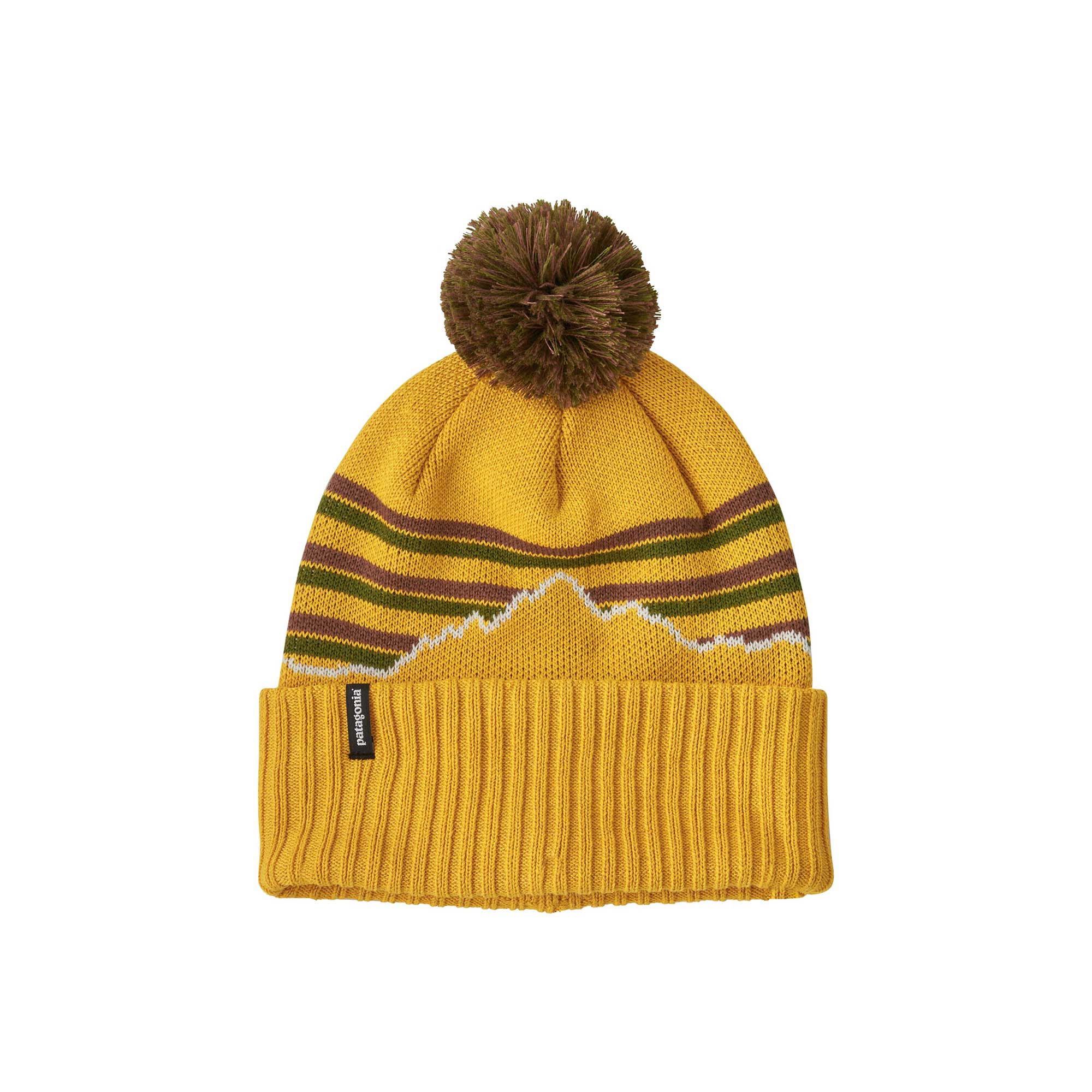 Patagonia Powder Town Beanie, Fitz Roy Stripe Knit: Cabin Gold