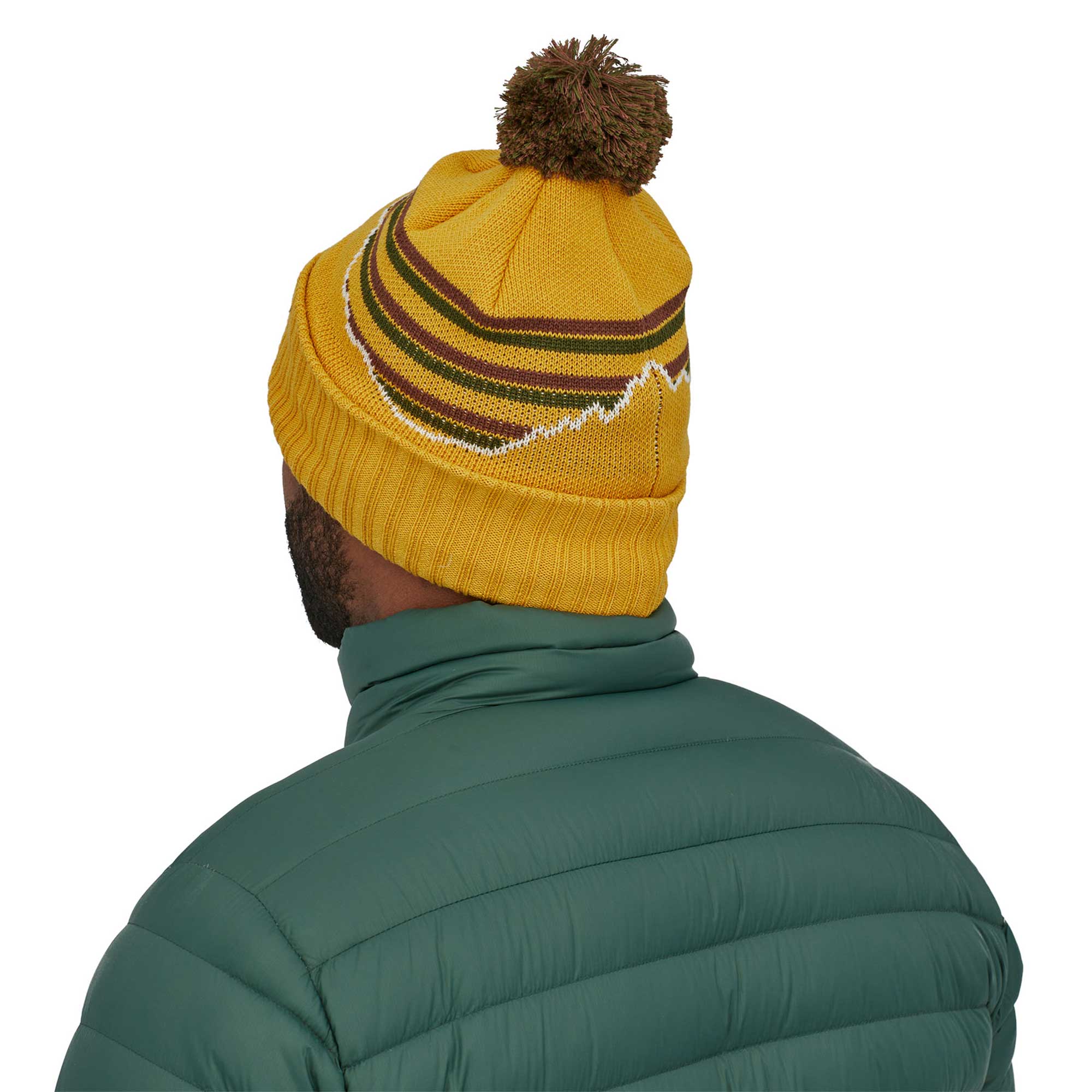 Patagonia Powder Town Beanie, Fitz Roy Stripe Knit: Cabin Gold