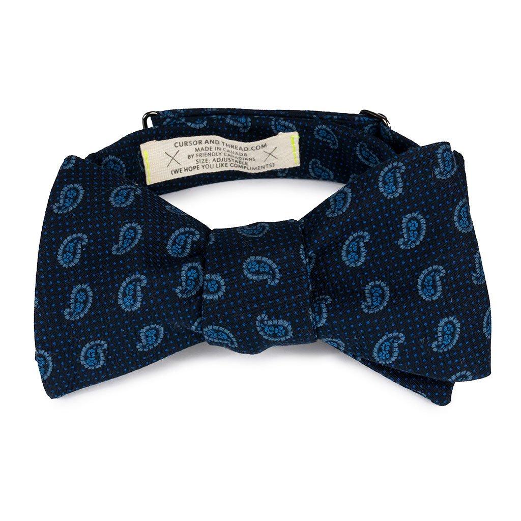 Cursor & Thread cotton bow tie - navy paisley print — available at Norwood