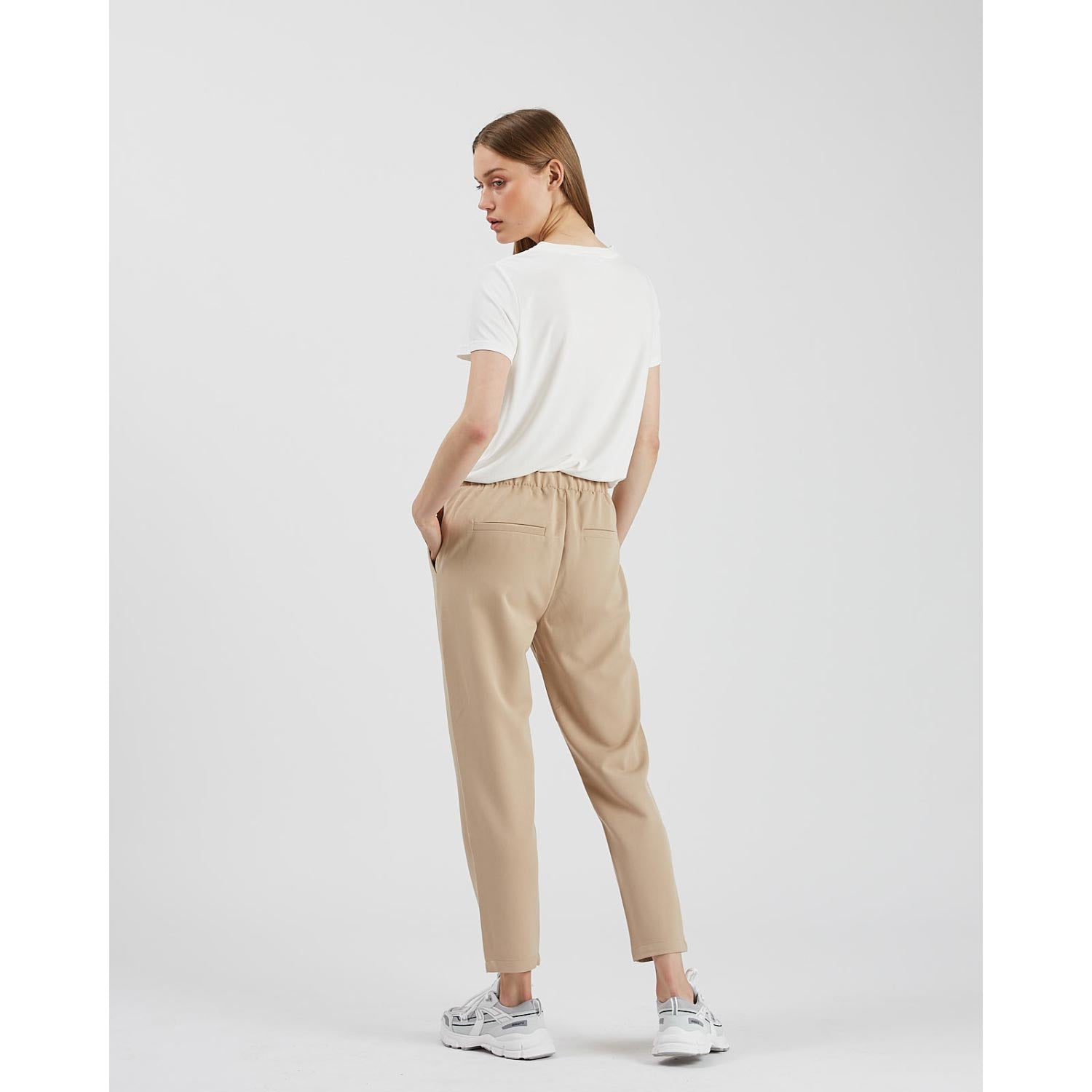 Buy CRIMSOUNE CLUB Solid Cotton Blend Slim Fit Women's Casual Pants |  Shoppers Stop
