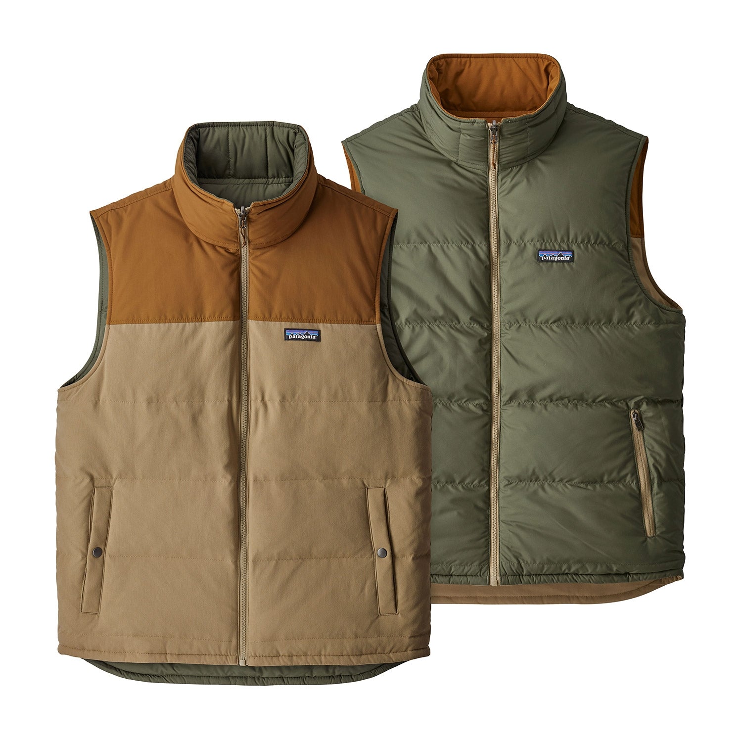 Patagonia Men's Reversible Bivy Down Vest, Mojave Khaki, 27587 